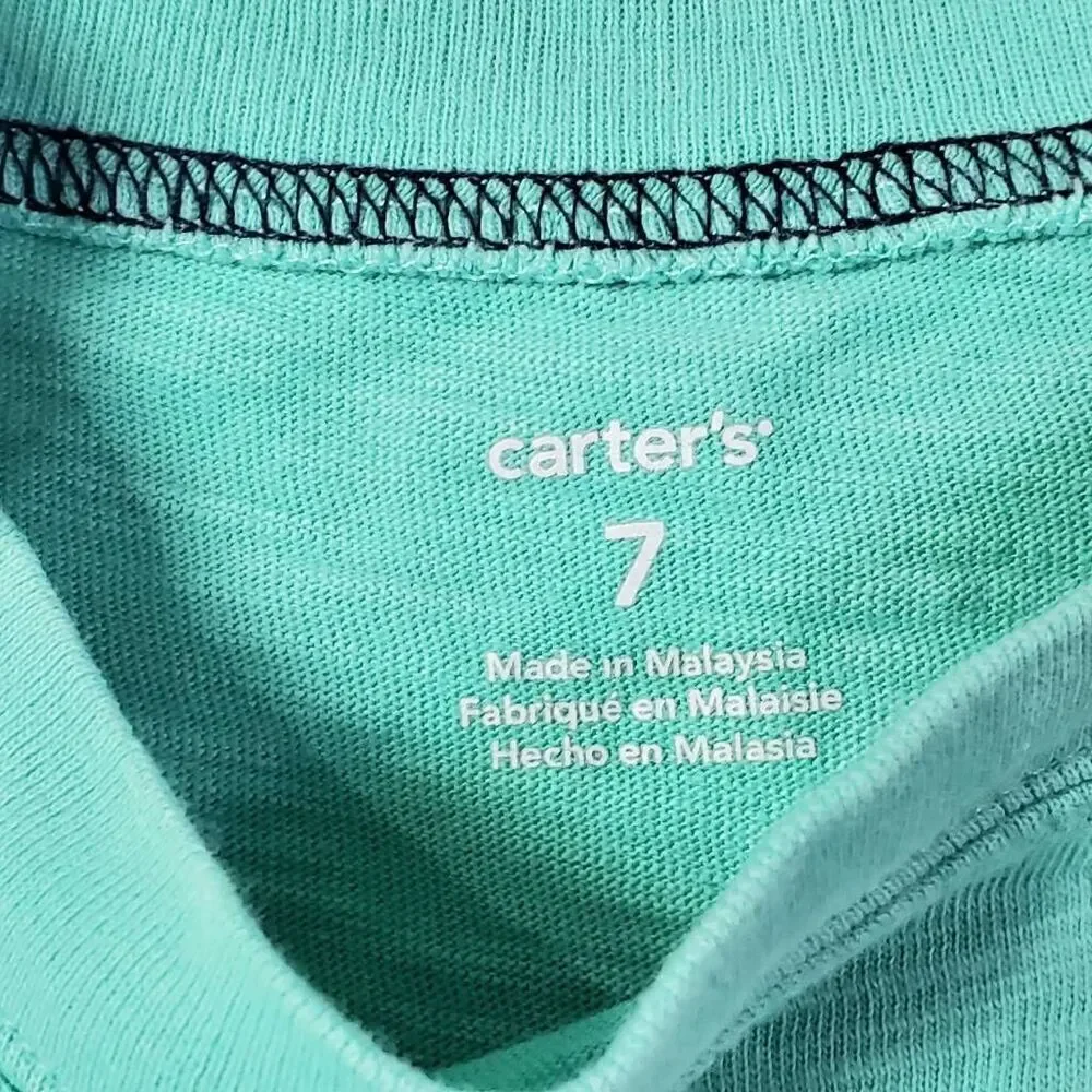 Carters Boys Size 7 Brother Aqua Blue SS Shirt